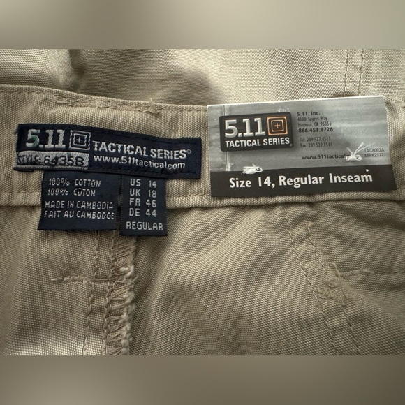 5.11 Tactical Women's Cotton Tan Canvas Pants Regular Fit Cargo Pockets Size 14 - Picture 8 of 10